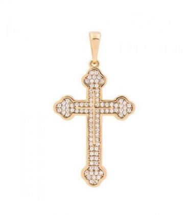 Хрестик позолота, без розп'яття у камінні