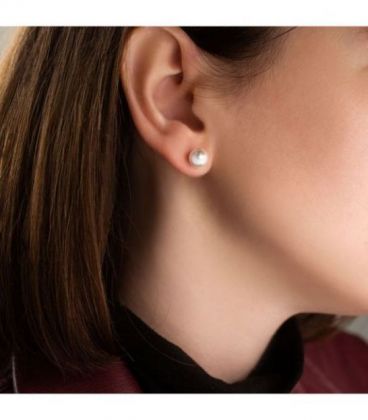 Серьги-гвоздики родий «Жемчужина»