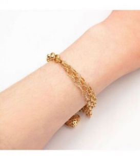 Браслет лимонная позолота, двойной с подвеской «Сердце»