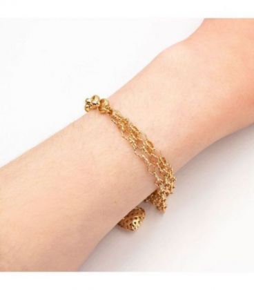 Браслет лимонна позолота, подвійний із підвіскою «Серце»