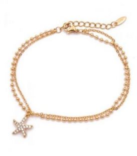 Браслет лимонна позолота, подвійний «Морська зірка»