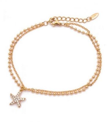 Браслет лимонна позолота, подвійний «Морська зірка»