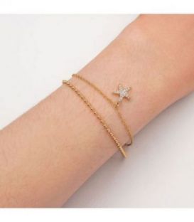 Браслет лимонная позолота, двойной «Морская звезда»