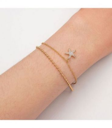 Браслет лимонна позолота, подвійний «Морська зірка»