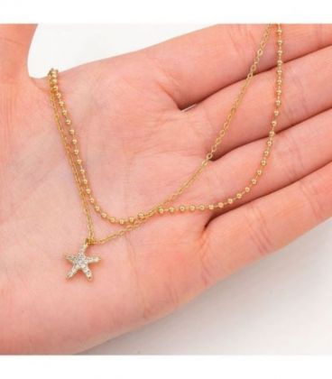 Браслет лимонна позолота, подвійний «Морська зірка»
