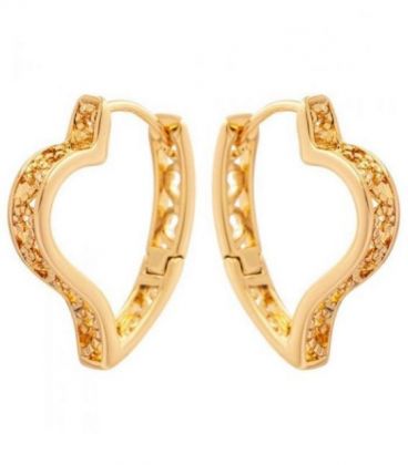 Серьги лимонная позолота «Завиточки» без камней, английская застежка