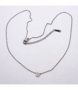 Украшение на шею "Монетка" родий (сталь)