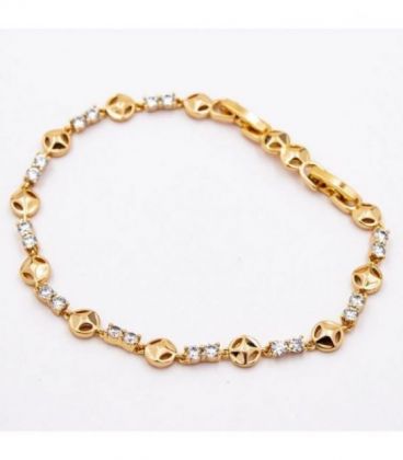 Браслет "Камінці та кружечки" лимонна позолота