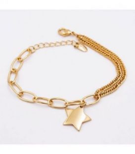 Браслет "Комбінований з підвіскою Зірка" лимонна позолота