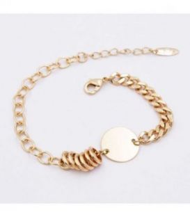 Браслет "Комбинированный с монеткой" лимонная позолота