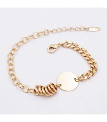 Браслет "Комбинированный с монеткой" лимонная позолота