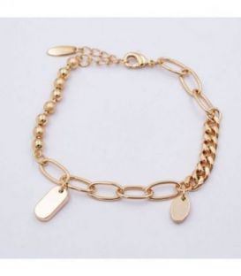 Браслет "Комбинированный с подвесками" лимонная позолота