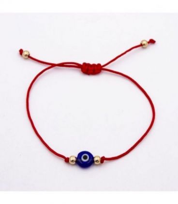 Браслет "Червона нитка з підвіскою хамса" лимонна позолота