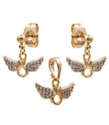 Набір "Кільце з крилами" лимонна позолота.