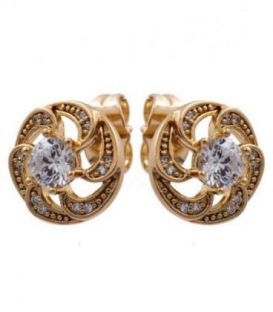 Сережки-гвоздики "Роза" лимонна позолота