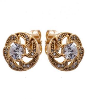 Серьги-гвоздики " Роза" лимонная позолота