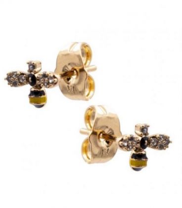 Сережки-гвоздики "Бджілка" лимонна позолота