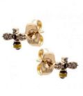 Серьги-гвоздики "Пчёлка" лимонная позолота