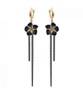 Сережки лимонна позолота "Квітка з ланцюжками" (Медичне золото)