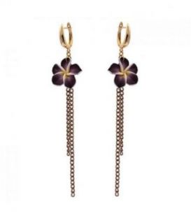 Сережки лимонна позолота "Квітка з ланцюжками" (Медичне золото)