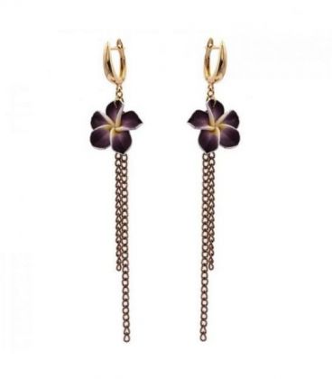 Серьги лимонная позолота "Цветок с цепочками" (Медицинское золото)