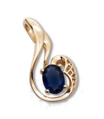 Підвіска лимонна позолота Овальний камінь у завитку (Медичне золото)