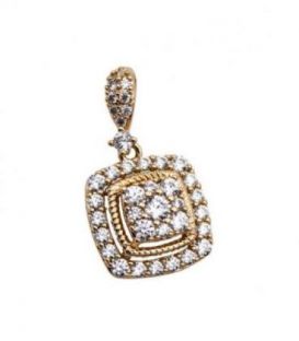 Подвеска лимонная позолота Квадрат из круглых камешков (Медицинское золото)