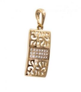 Підвіска лимонна позолота Прямокутники, три ряди каменів (Медичне золото)