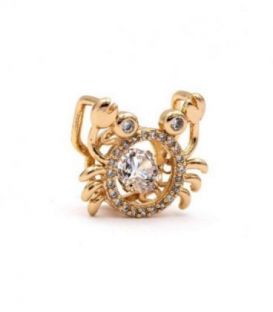 Подвеска лимонная Крабик, танцующий бриллиант (Медицинское золото)