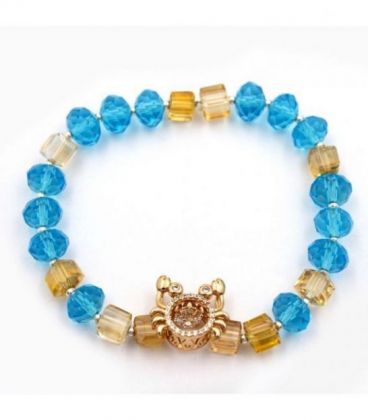 Браслет чеський кришталь з підвіскою Крабік (Медичне золото)