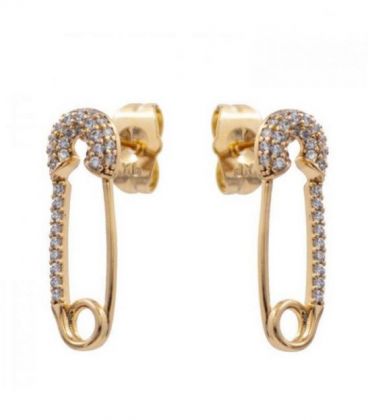 Серьги-гвоздики лимонная позолота "Булавочки" (Медицинское золото)