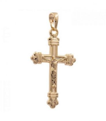Подвеска лимонная позолота Крестик с распятием (Медицинское золото)