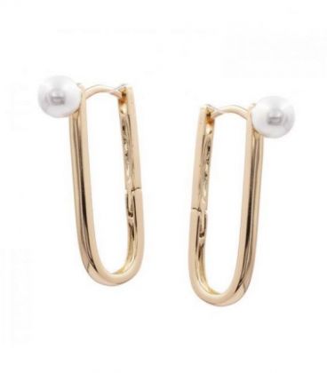 Серьги Xuping лимонная позолота с жемчугом "Mari" (Медицинское золото)