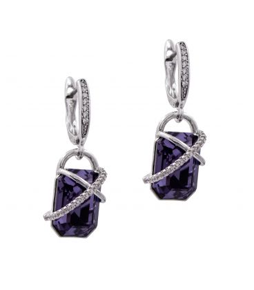 Серьги родиум Swarovski "Загадка" (Медицинское золото)