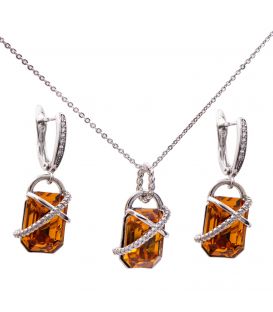 Набір родіум Swarovski "Загадка" (Медичне золото)