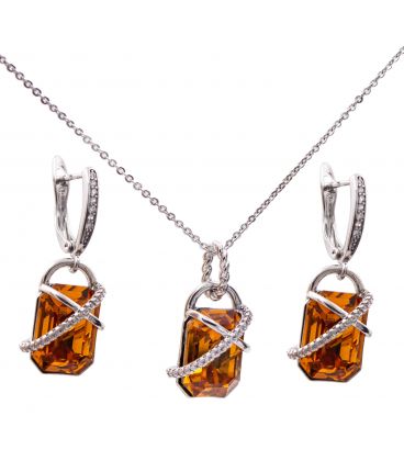 Набір родіум Swarovski "Загадка" (Медичне золото)