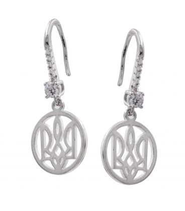 Серьги родиум "Герб Украины" (Медицинское золото)