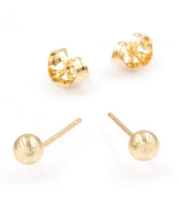 Сережки-гвоздики лимонна позолота "Куля 0,6 см"