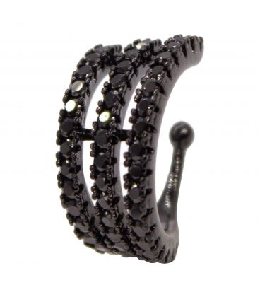 Сережка-кафа чорний родій "Три доріжки камінців" (1 шт)