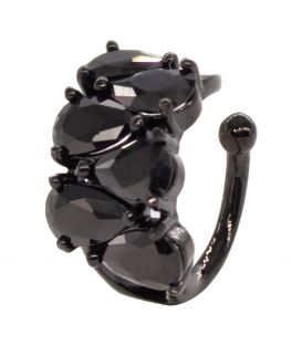 Серёжка-каффа чёрный родий "Капельки в два ряда" (1 шт)