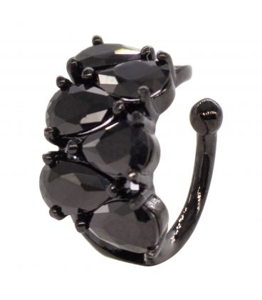 Серёжка-каффа чёрный родий "Капельки в два ряда" (1 шт)