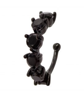 Серёжка-каффа чёрный родий "Шесть камешков" (1 шт)