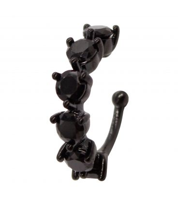 Серёжка-каффа чёрный родий "Шесть камешков" (1 шт)