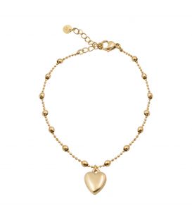Браслет на ногу "Об'ємне серце" лимонна позолота 14К