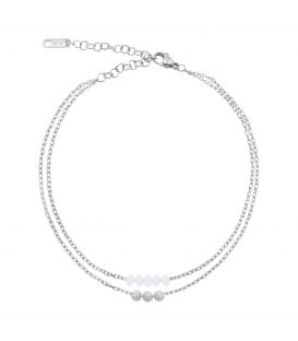 Браслет на ногу подвійний "Кульки" родій 22-27 см