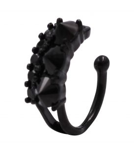 Серёжка-каффа чёрный родий "Камешки-шипы" (1 шт)