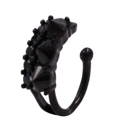 Серёжка-каффа чёрный родий "Камешки-шипы" (1 шт)