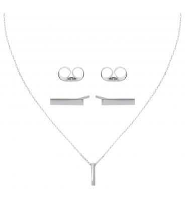 Набор подвеска на цепочке+ серьги " Простота формы" родий