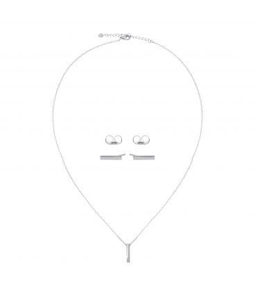 Набор подвеска на цепочке+ серьги " Простота формы" родий