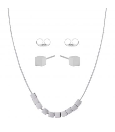 Набор подвеска на цепочке+ серьги "Геометрия" родий